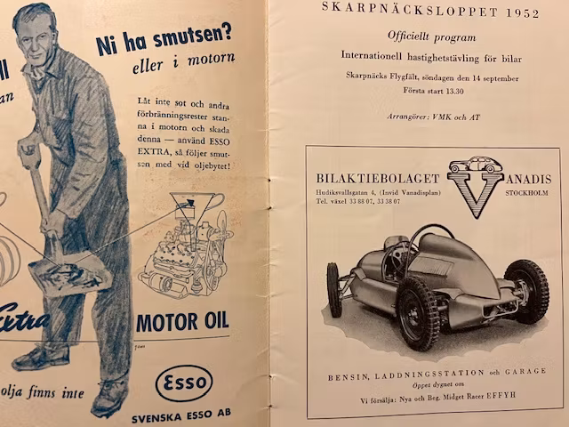 Skarpnäcksloppet 1952 - program, Gus Leander konst !