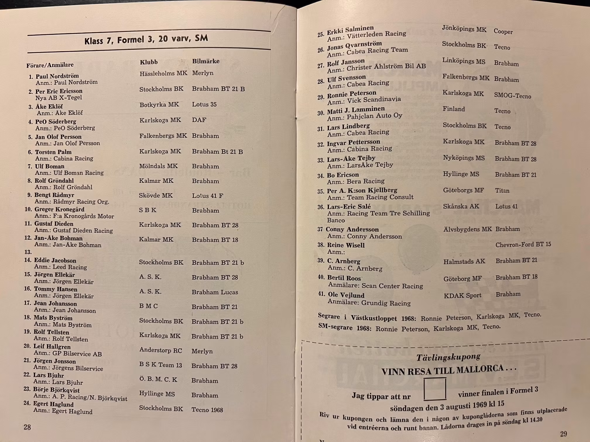 Västkustloppet 1969 - program