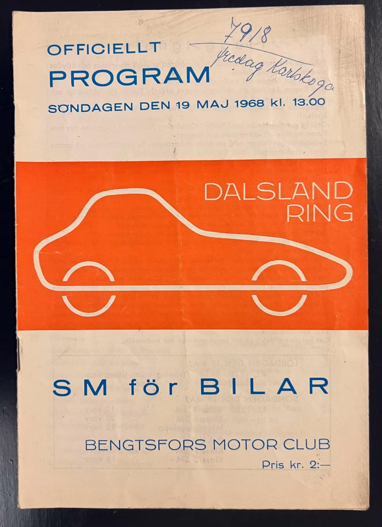 Dalsland Ring - program 1968 - svårfångat numera!