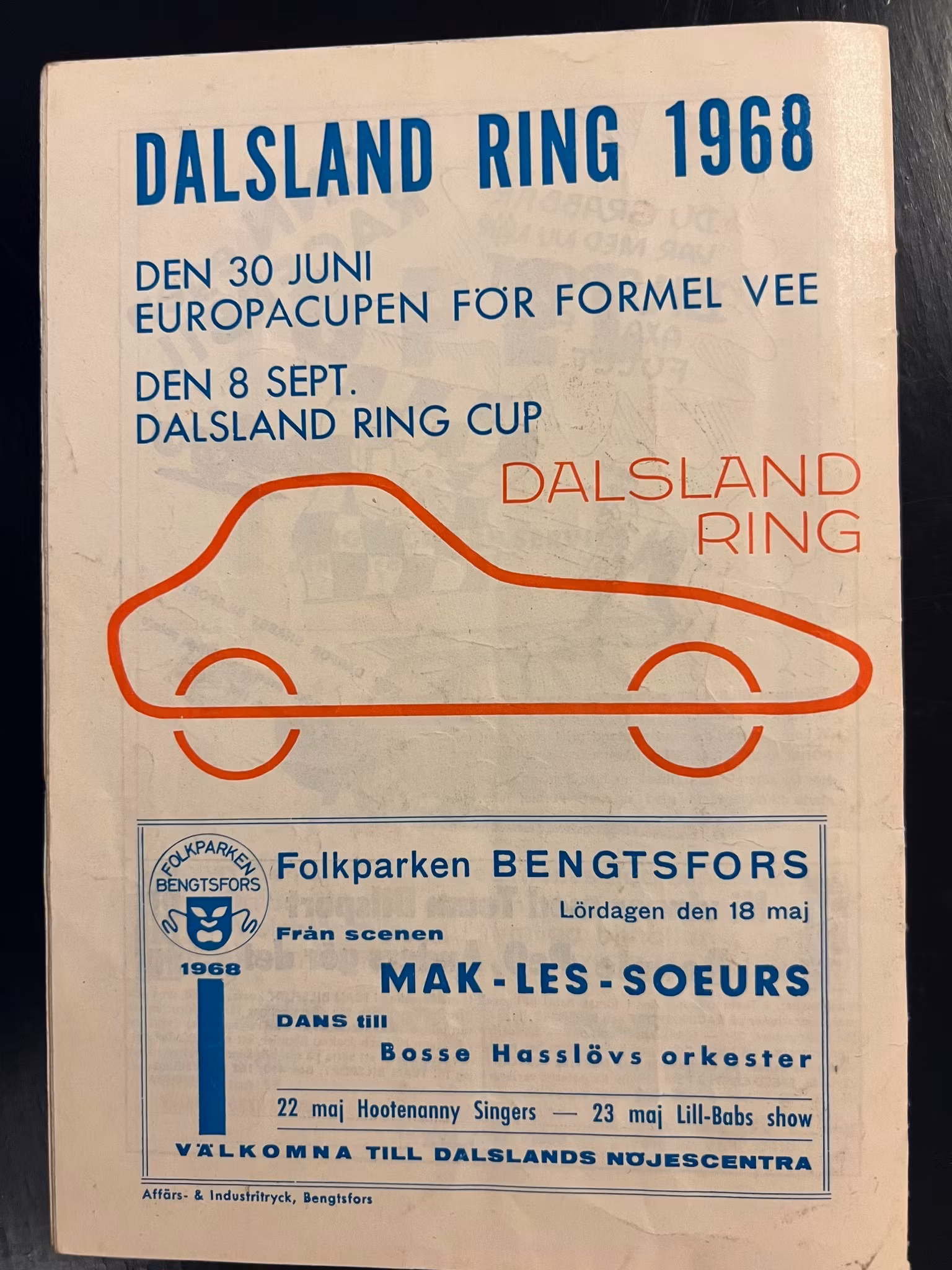 Dalsland Ring - program 1968 - svårfångat numera!