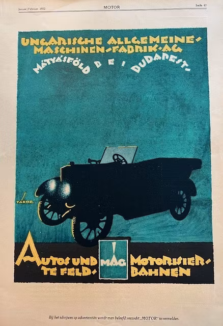 MAG - Ungern 1922, orig annons, Budapest, 25 x 35 cm