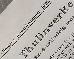 Thulinverken - ny bil 1920, särtryck, 4-cyl, 20 hp, 25x35cm