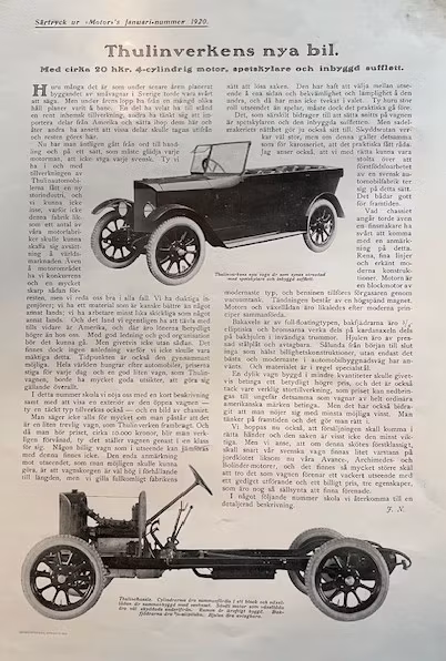 Thulinverken - ny bil 1920, särtryck, 4-cyl, 20 hp, 25x35cm