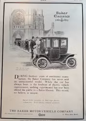 Baker Electrics, elbil 1912, orig annons, USA, 25 x 35 cm