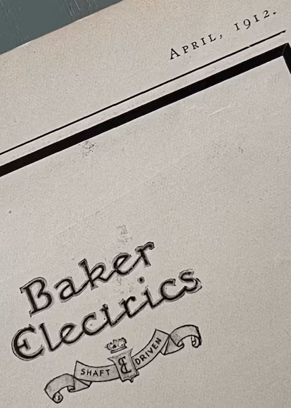 Baker Electrics, elbil 1912, orig annons, USA, 25 x 35 cm