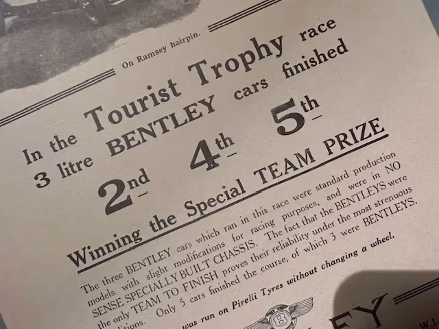 Bentley Tourist Trophy 3-litre 2nd, 4th & 5th, 21 x 30 cm