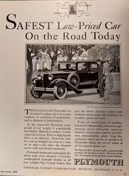 Plymouth 1929, Detroit, Safe/Low priced car, 21 x 30 cm