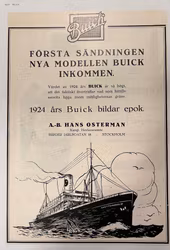 Buick i Sverige 1923, Osterman, SMT-annons, 21x30 cm