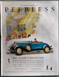 Peerless Roadster 1929, Ohio, Sat. Evening Post, 28 x 36 cm