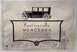 Mercedes, svensk annons i SMT 1923, format 13 x 20 cm
