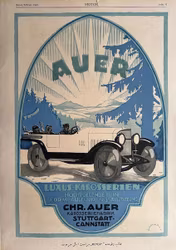 Auer i 20-talet, tysk karross, Stuttgart, Motor, 25 x 35 cm