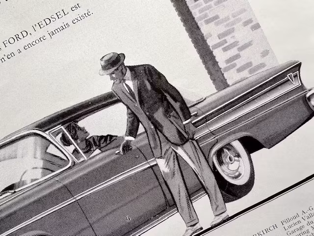 Ford Edsel 1957, Schweiz, fransk text, format 24 x 32 cm