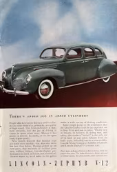 Lincoln-Zephyr V-12  1938, Nat. Geo. Magazine, 18 x 25 cm