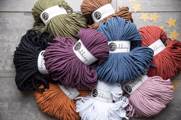 Bobbiny Braided Cord Premium 5 mm - flätat bomullsgarn