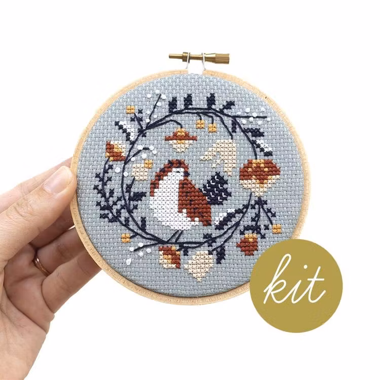 Junebug and Darlin - Broderikit Tavla - Winter Bird