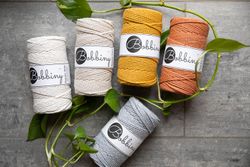 Bobbiny 3ply Macrame Rope Regular 3 mm - trippeltvinnat makramégarn