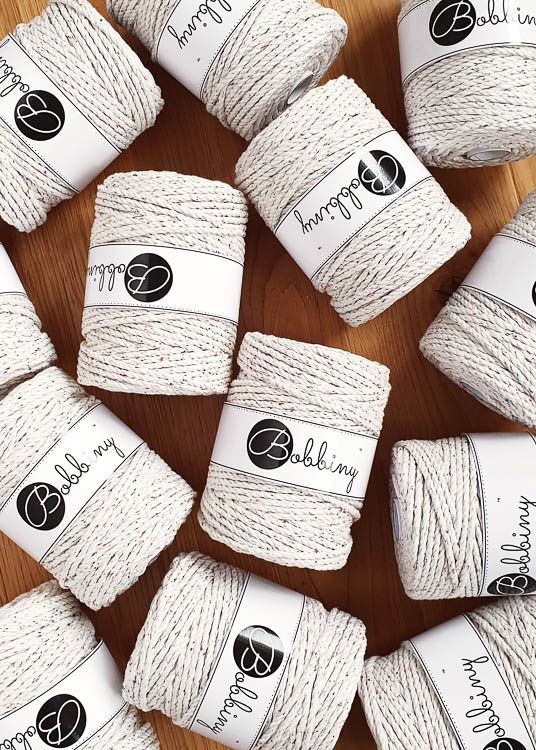 Bobbiny 3ply Macrame Rope XXL 5 mm - trippeltvinnat makramégarn