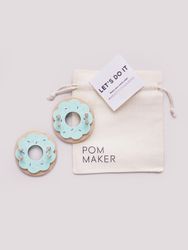 Pom Maker Donut Blue Frost - ljusblått pom-pom-verktyg munk i trä (Medium)