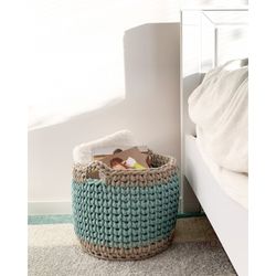 Virkmönster Bobbiny "Chunky Basket" - stor virkad korg i Jumbo-garn