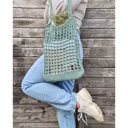 Virkmönster Bobbiny "Daisy bag" - virkad nätpåse i 3ply makramégarn