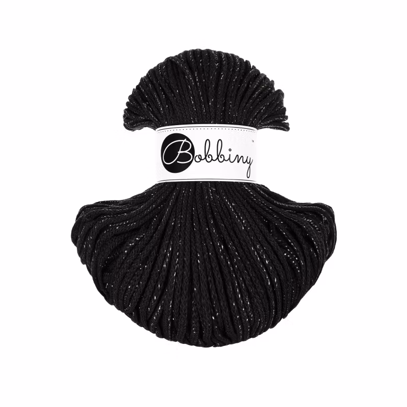 Bobbiny Golden Black - svart garn med guldig tråd (flera modeller) UTGÅTT