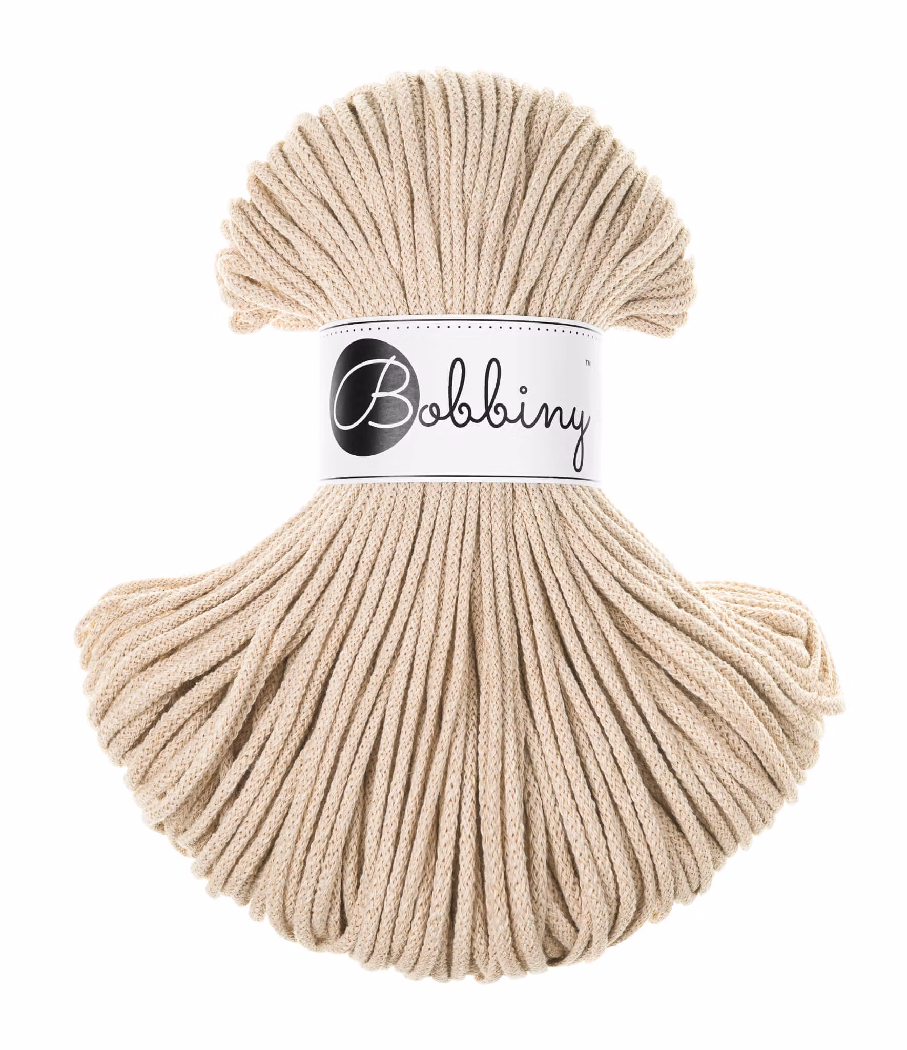 Bobbiny Braided Cord Junior 3 mm - flätat bomullsgarn