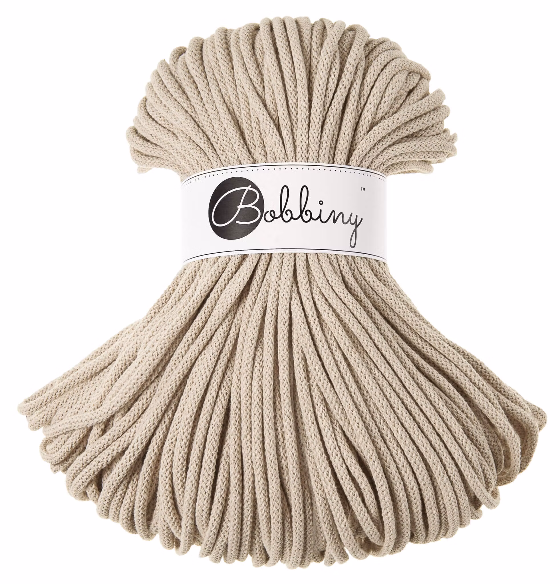 Bobbiny Braided Cord Premium 5 mm - flätat bomullsgarn