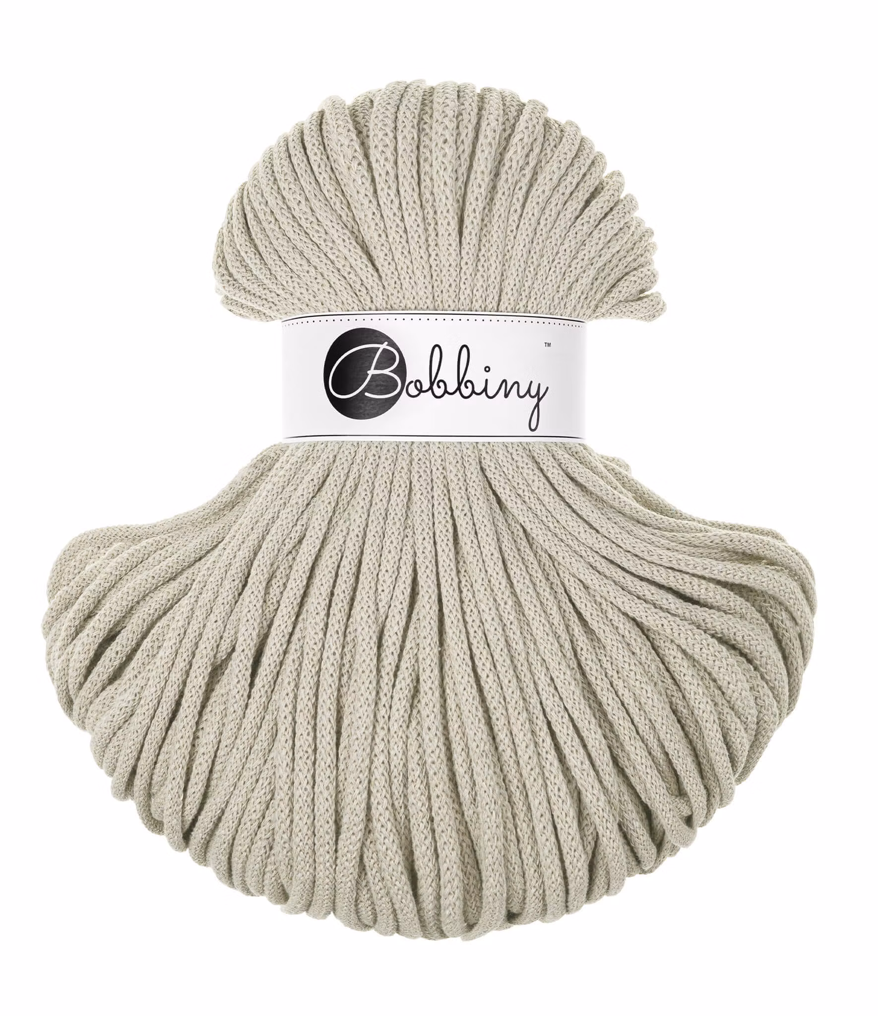 Bobbiny Braided Cord Premium 5 mm - flätat bomullsgarn