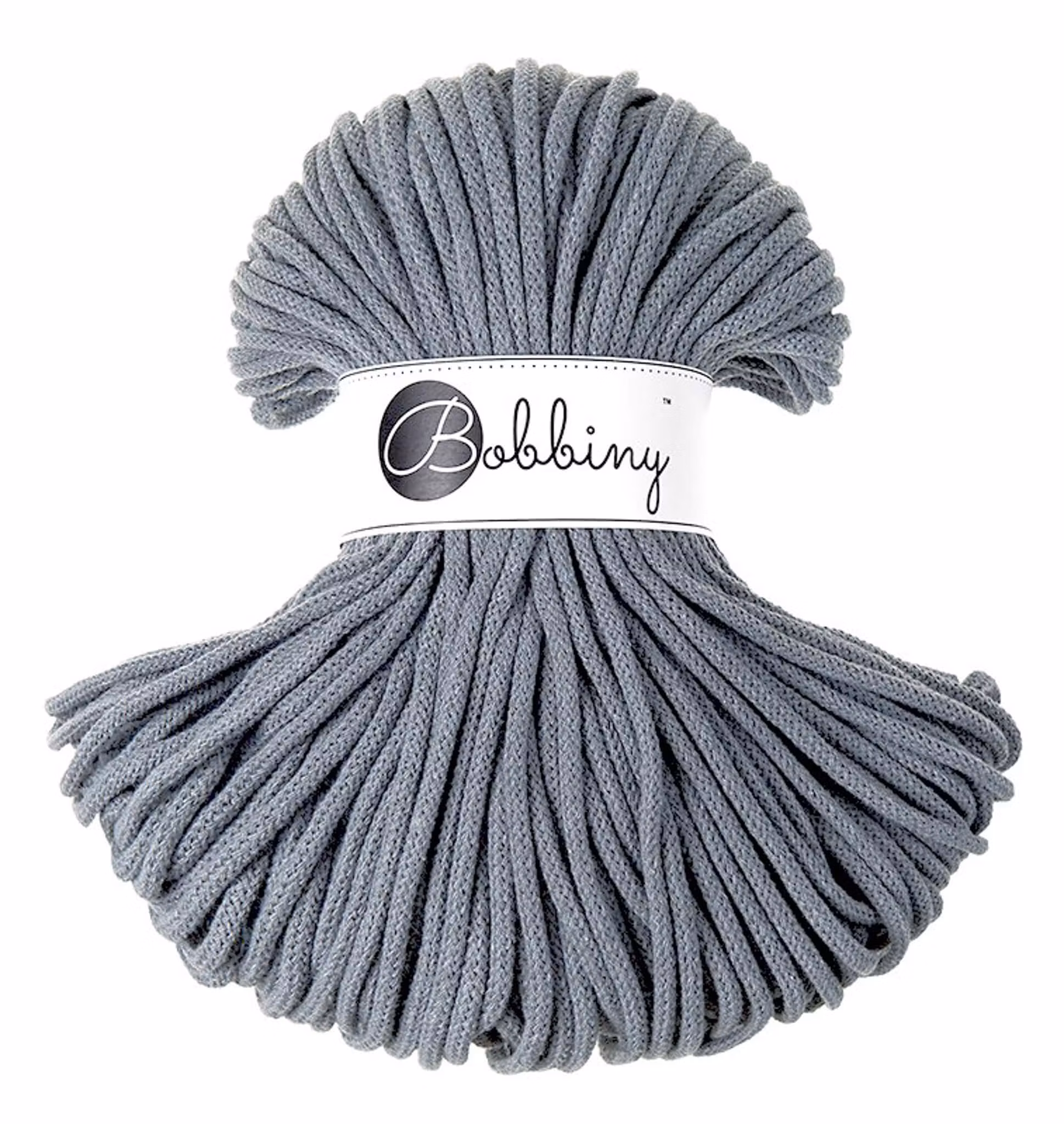 Bobbiny Braided Cord Premium 5 mm - flätat bomullsgarn