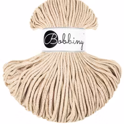 Bobbiny Golden Warm Beige - beige garn med guldig tråd (flera modeller)