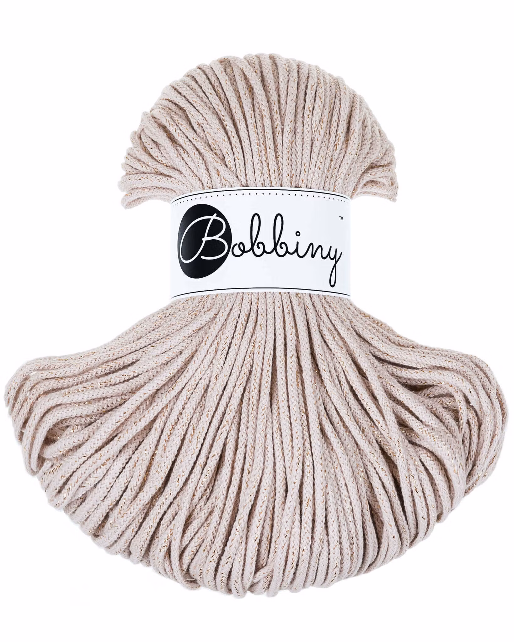 Bobbiny Golden Nude - beige garn med guldig tråd (flera modeller)