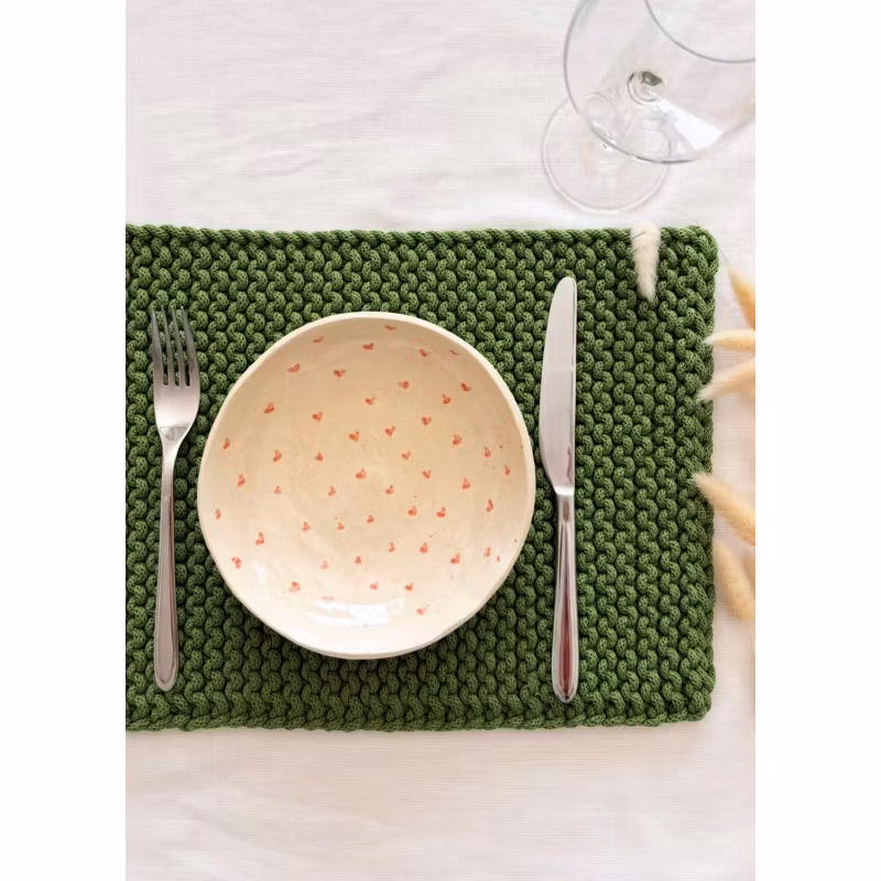 Stickmönster Bobbiny "Knitted placemats" - stickade bordstabletter i flätat bomullsgarn