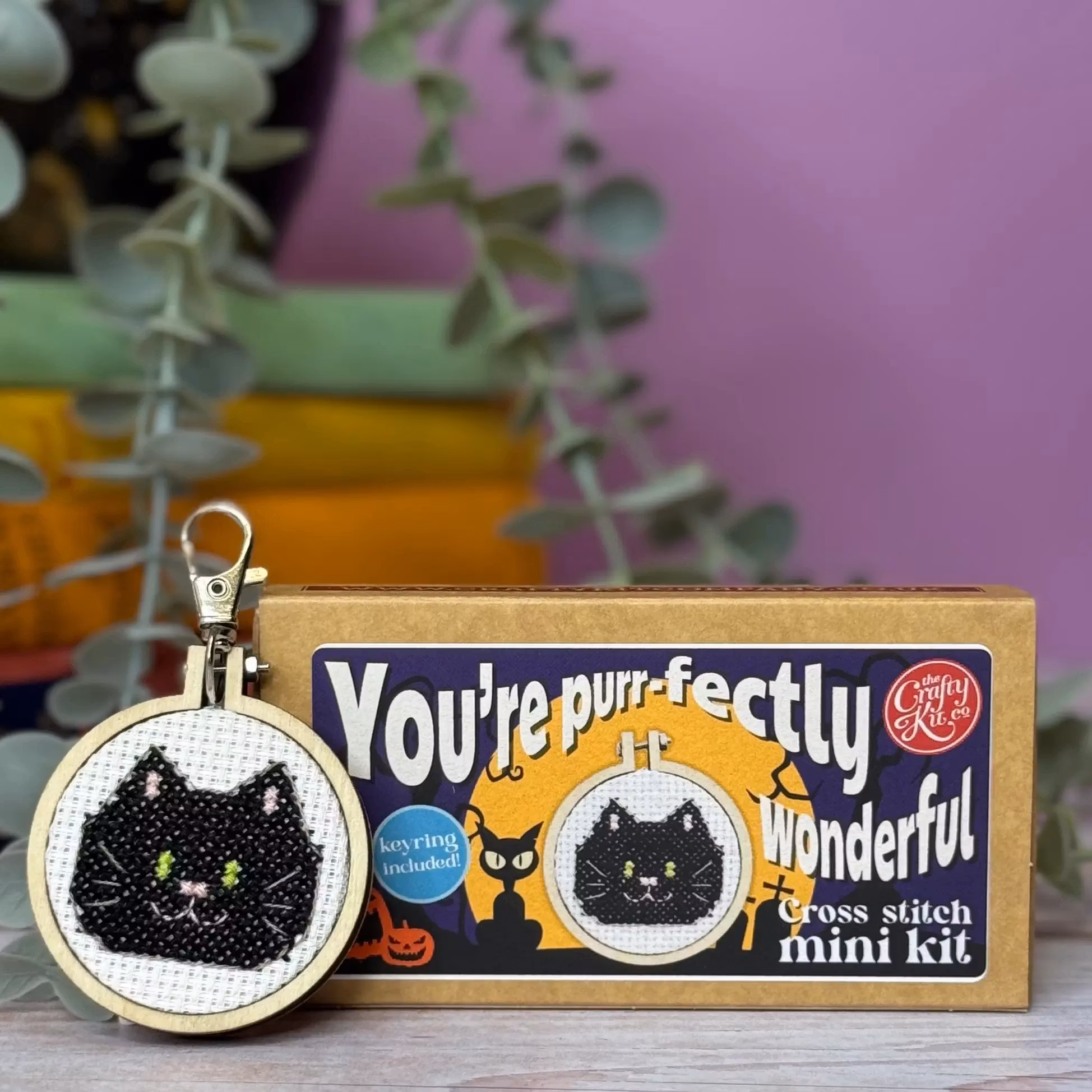 My Crafty Kit Company Mini Matchbox Cross Stitch Kit "You´re purr-fectly wonderful" - broderikit med en katt