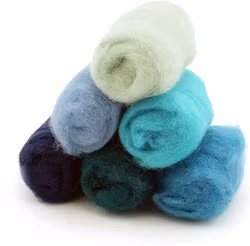 Woolbuddy Corriedale Wool Roving - kardad ull i 6 st färger