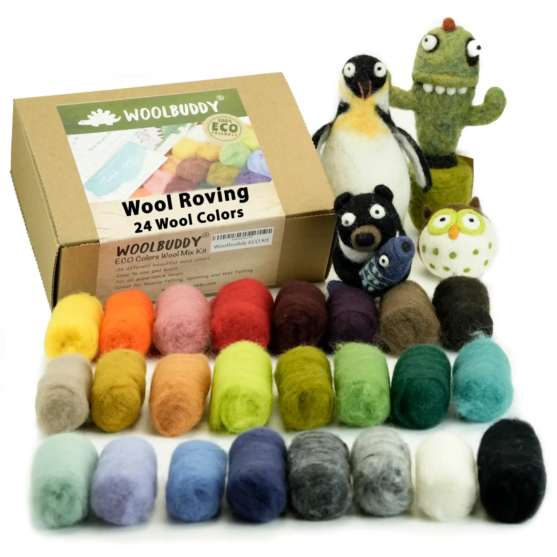 Woolbuddy Corridale Wool Roving - kardad ull i 25 st färger