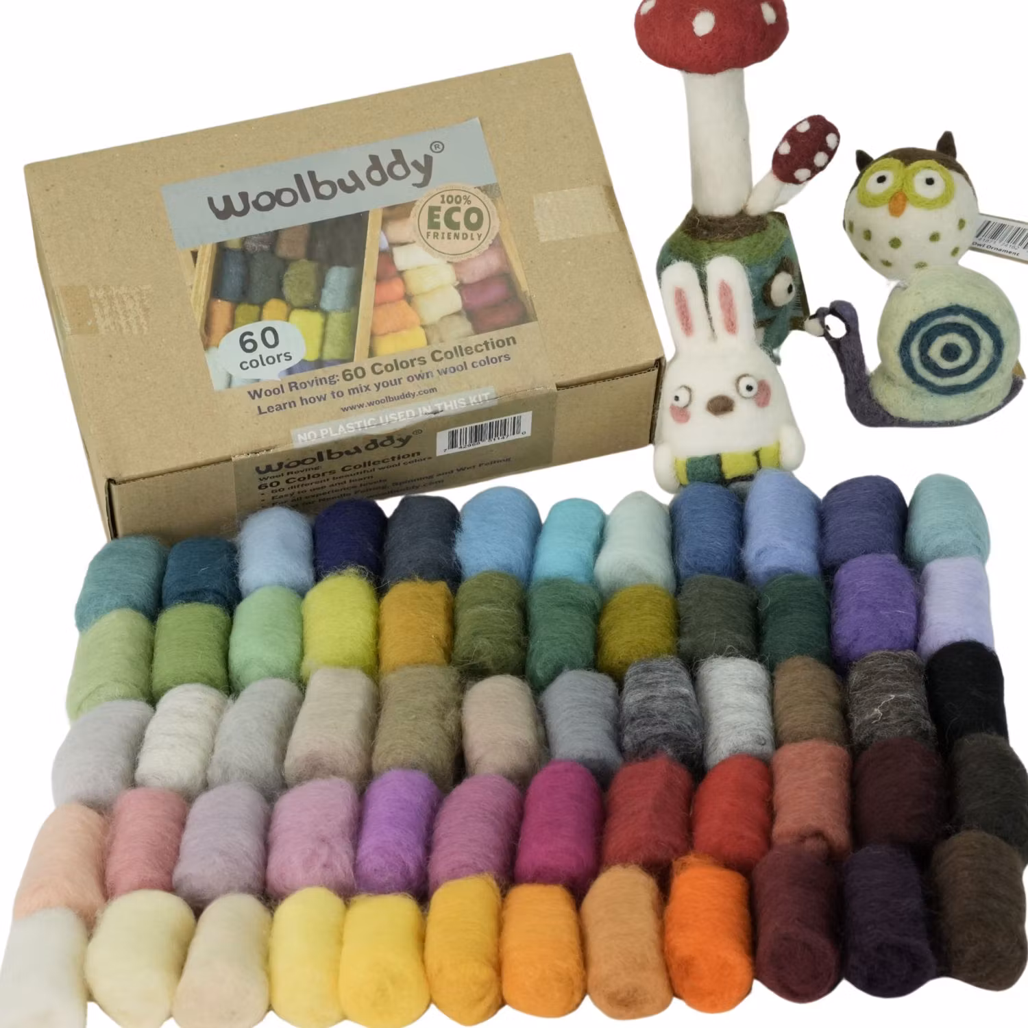 Woolbuddy Corridale Wool Roving - kardad ull i 60 st färger