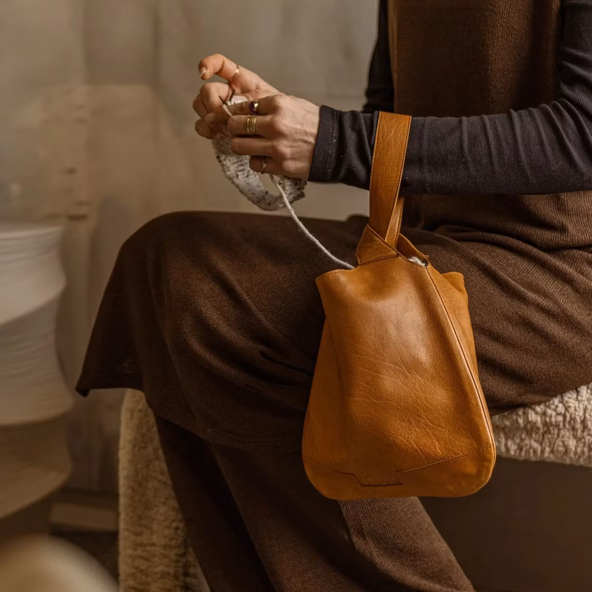 Muud Dzana Whisky - väska i brunt läder