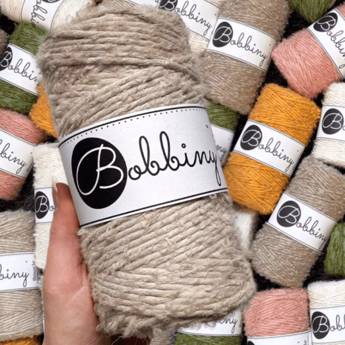 Bobbiny Bouclé Macrame Cord 3 mm - makramégarn med bomull och alpacka