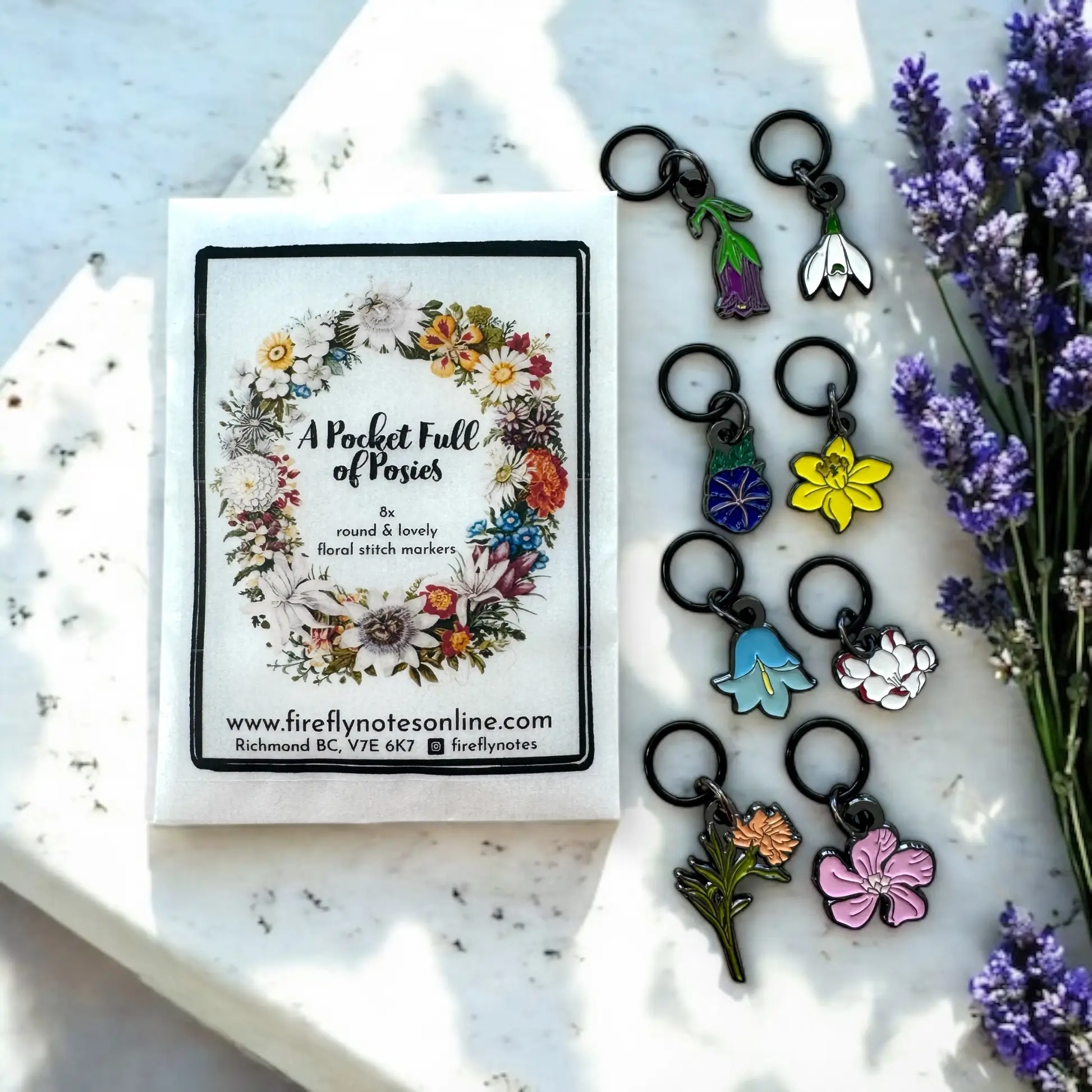 Firefly Notes Pocket full of posies markers - Stickmarkörer med blommor 8 st