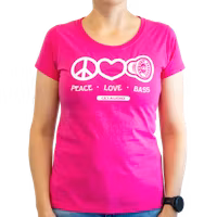 DD Women′s t-shirt L Pink Love Peace & Bass