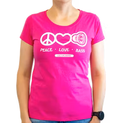 DD Women′s t-shirt L Pink Love Peace & Bass
