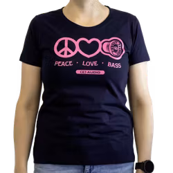 DD Women′s t-shirt L Navy Love Peace & Bass