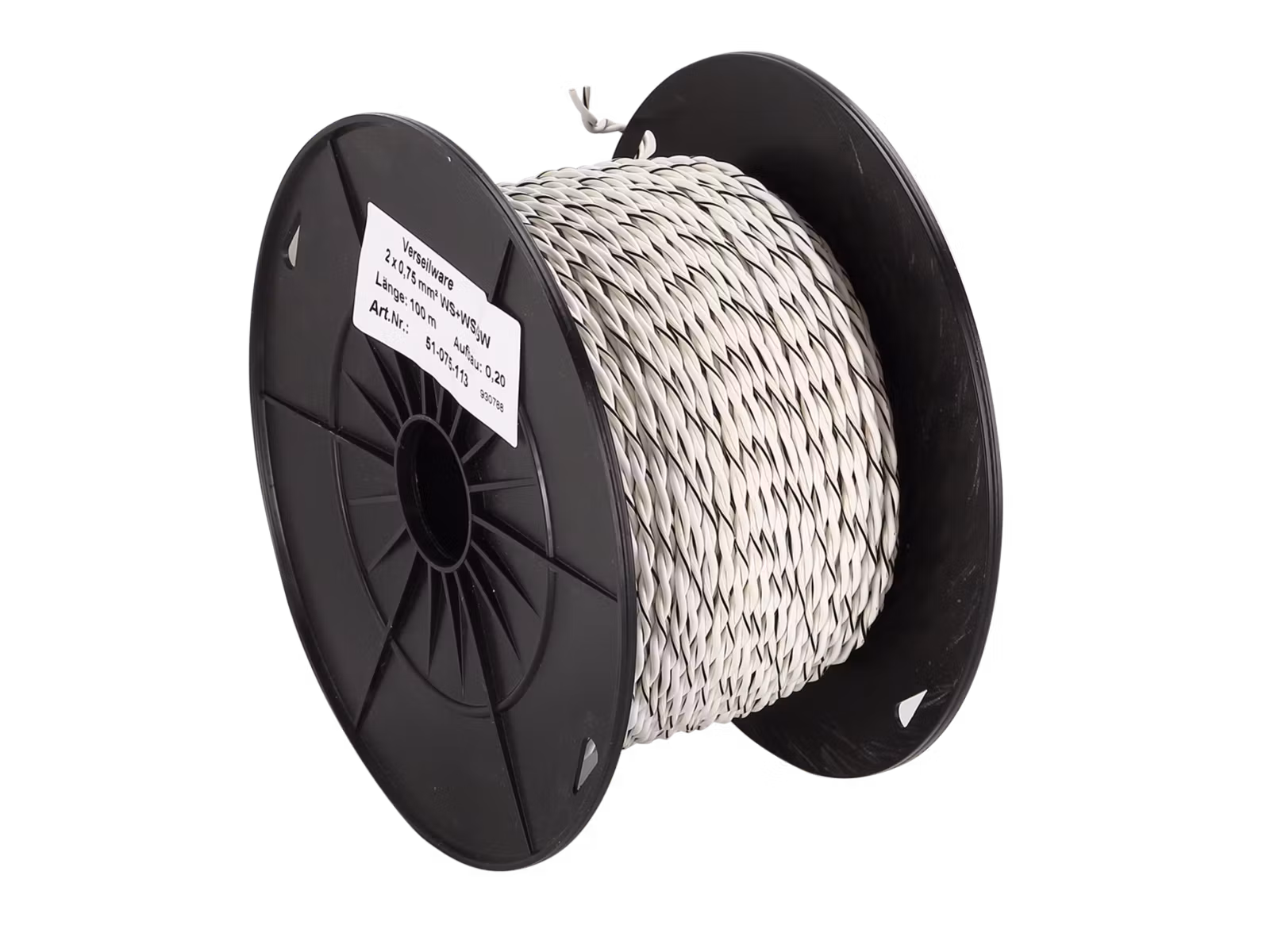 ACV Speaker cable twisted 2x0.75mm² white/white-black 100m