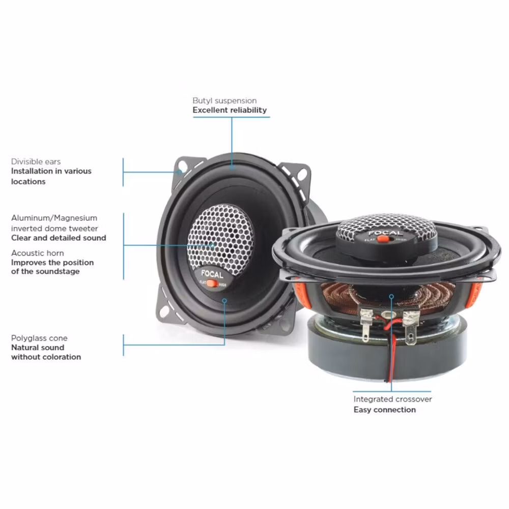 ICU100 Focal Universal | 2-Way Coaxial Car Speakers | 4" 100mm Woofer | Max 80w