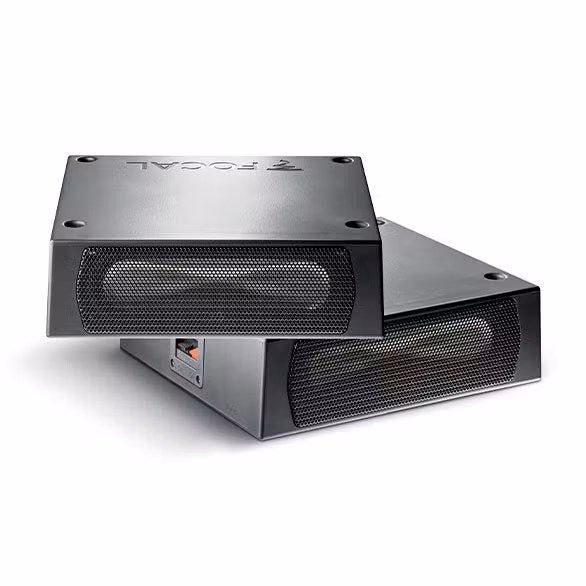 Focal ISUBTWIN 2 x Under Seat Car Subwoofer Speakers | 200W Maximum Power | Ultra-compact & Easy Installation