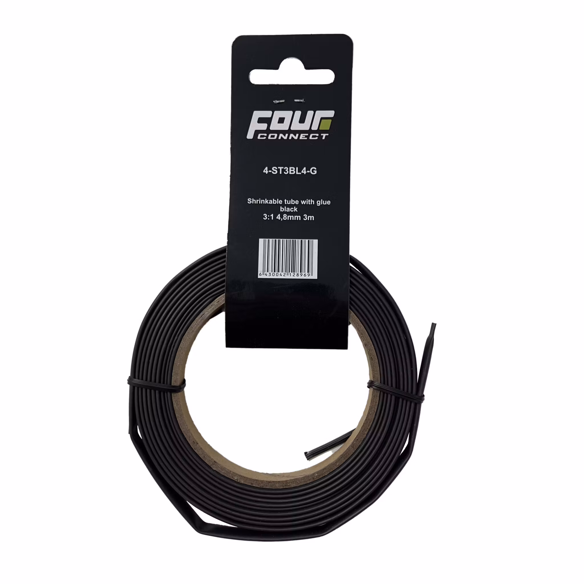 FOUR Connect 4-ST3BL4-G shrink tube, 3:1 Black with glue 4,8mm 3m
