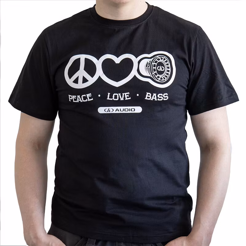 DD T-shirt S love,peace&bass