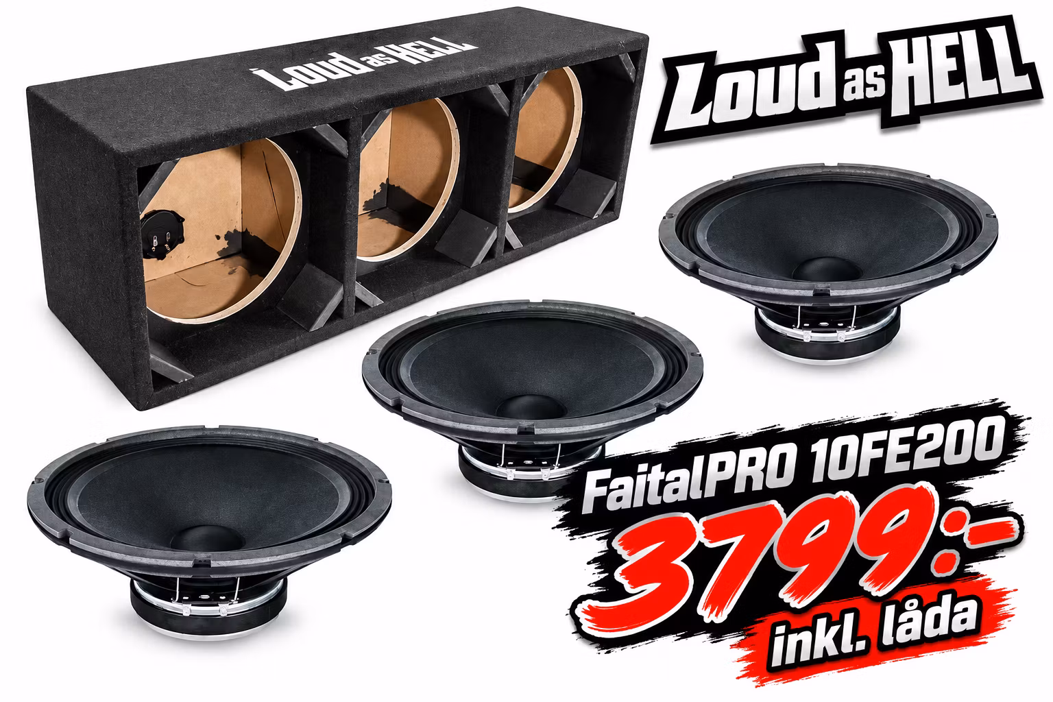 Hornlåda med 3X Faital pro 10fe200 - 4ohm