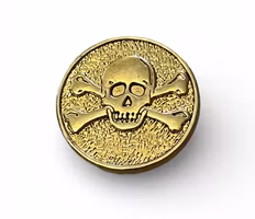 Metall knapp - Hodeskalle Gull - 25 mm