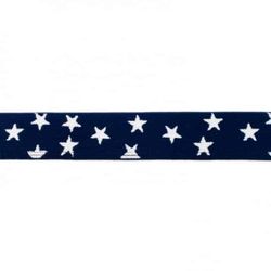 Elastikk Navy - Stjerner  - 25mm